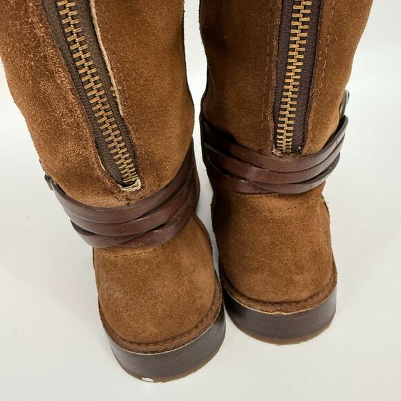 Frye Shirley Multi Strap Tall Harness Boot Brown Suede Leather Western Size 5.5 - Picture 10 of 16